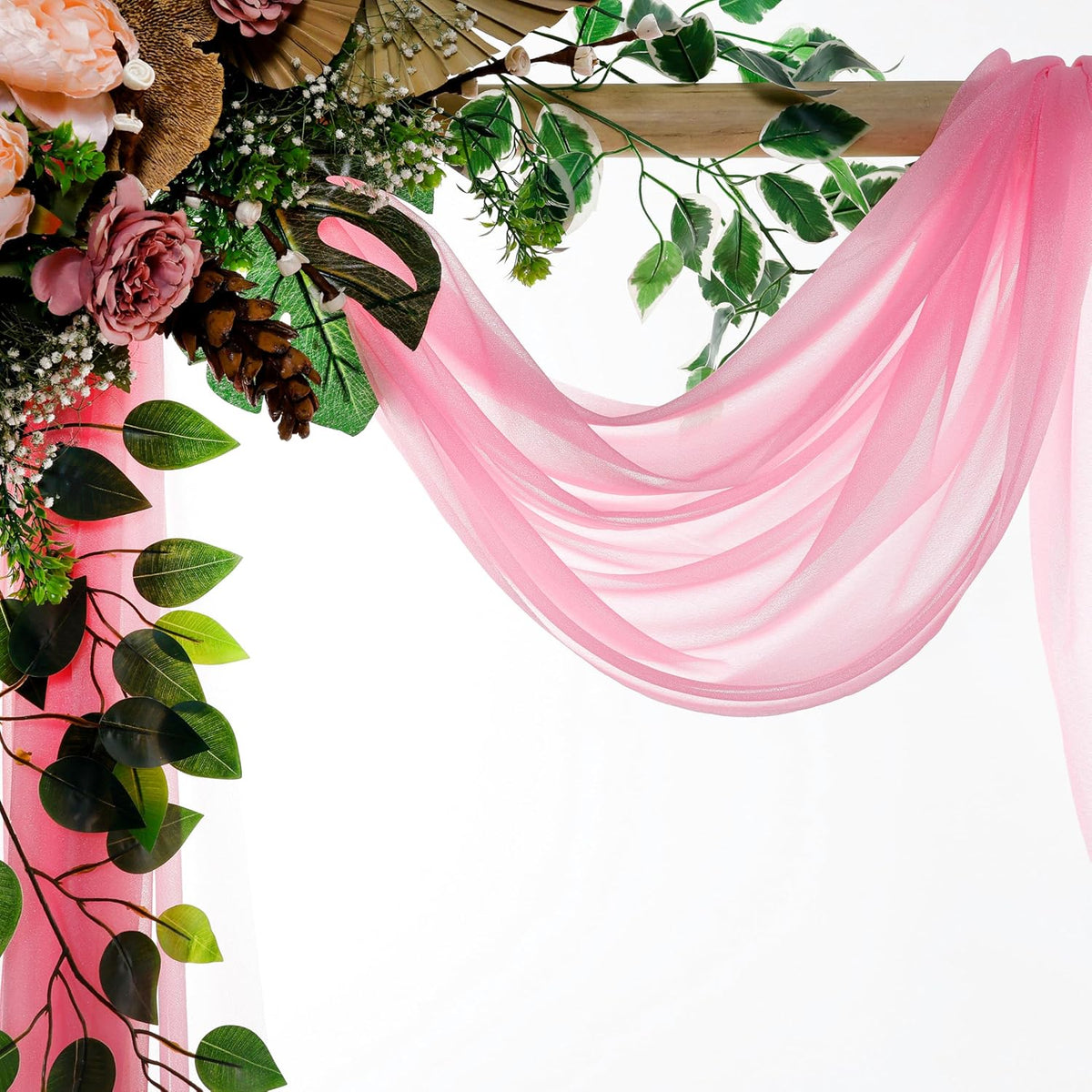 VDS Pack of 2 Panel (30 Inch X 30 Feet) Wedding Arch Draping Fabric Sheer Chiffon Fabric Drapery
