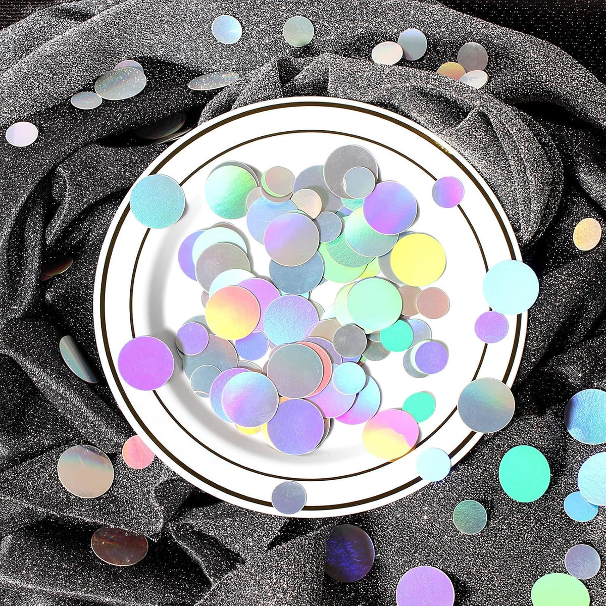 400PC Circle Dots Iridescent Confetti for Birthday Decorations Round Table Scatter for Wedding Baby