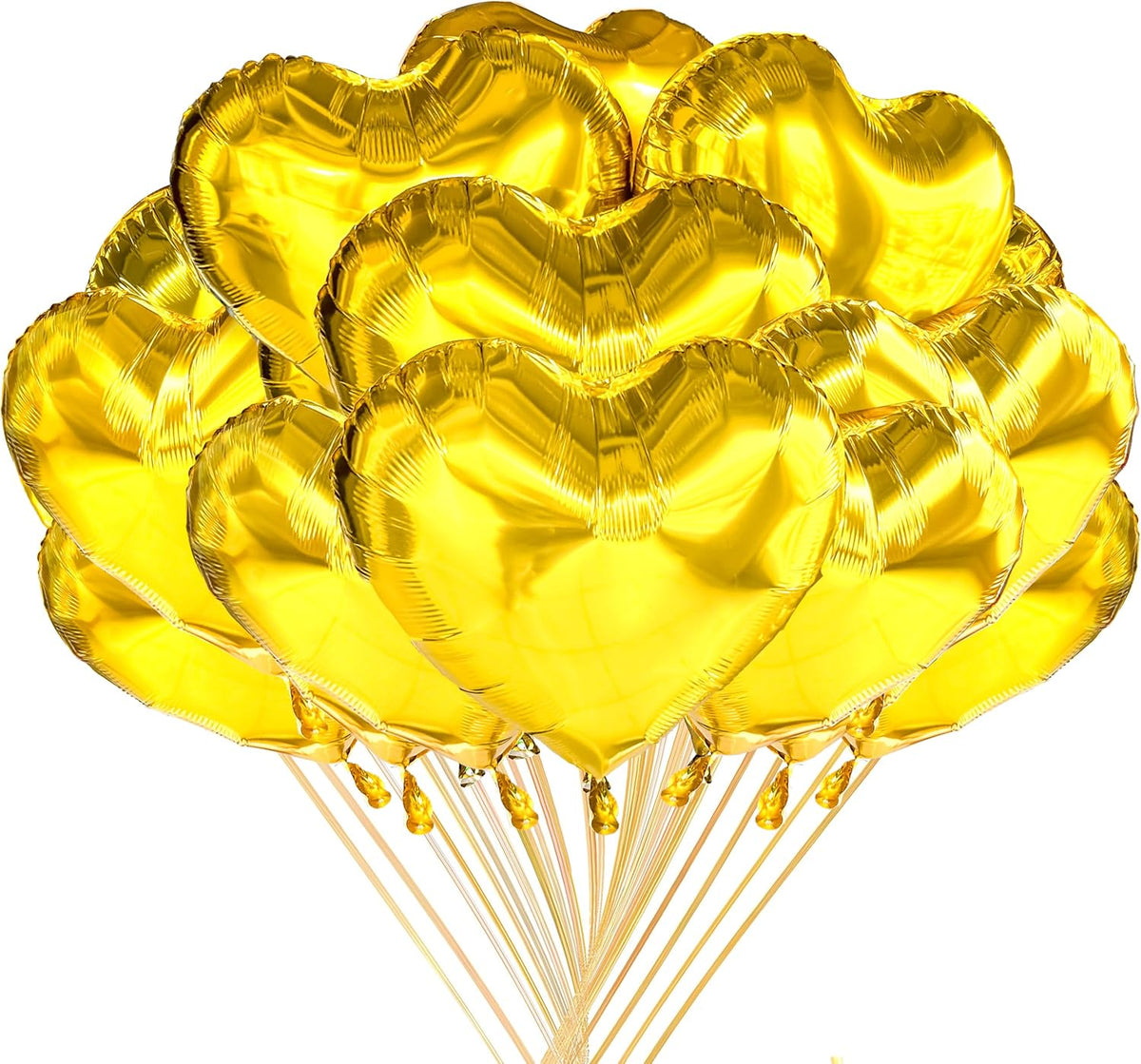 Jonhamwelbor 20Pcs 18 inch Gold Foil Mylar Heart Shape Balloons Decorations Valentines Birthday