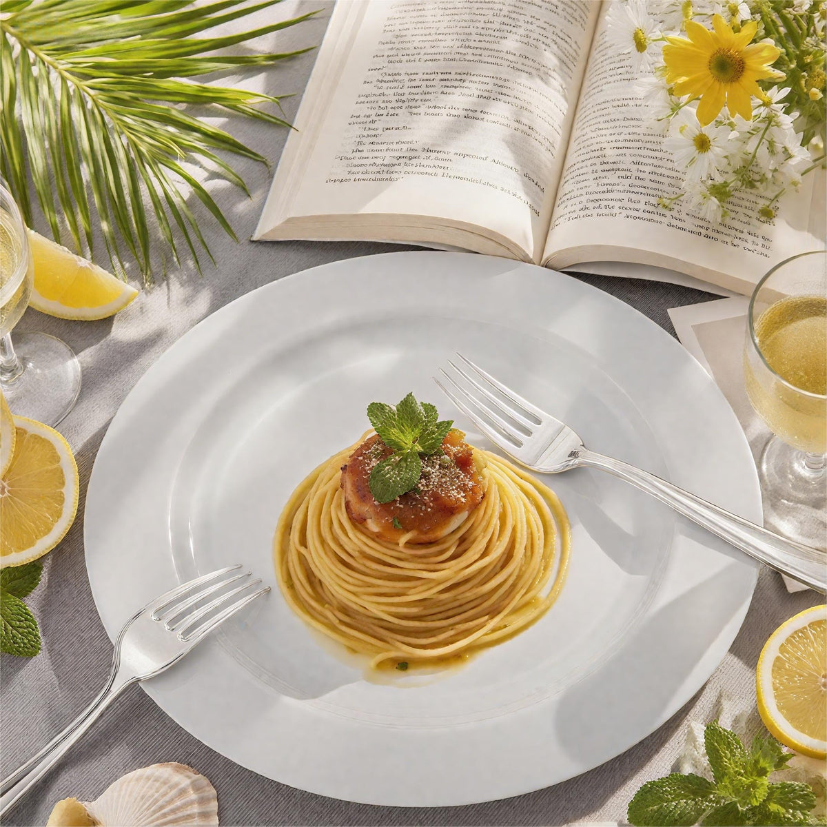 FLOWERCAT 60PCS White Plastic Plates - Heavy Duty White Disposable Plates for Outdoor/Birthday