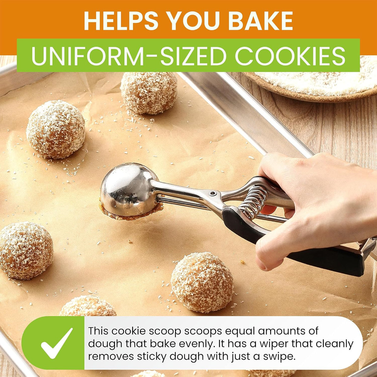 Spring Chef Medium #40 Stainless Steel Cookie Scoop for Baking - Multifunctional Cookie Dough Scoop