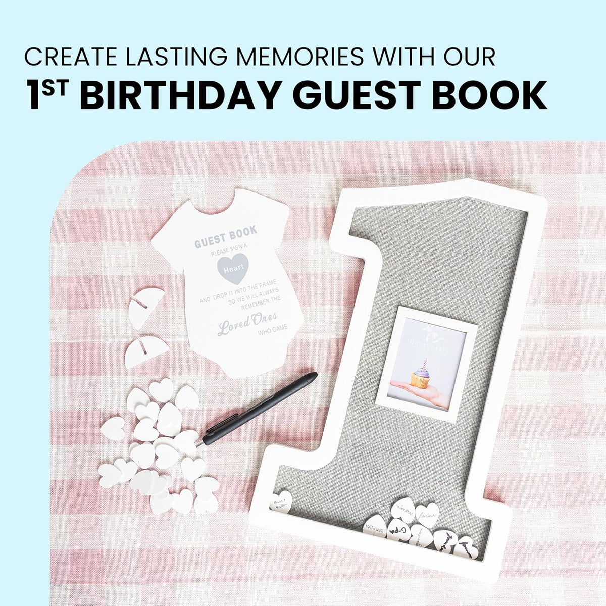 GLM Adorable First Birthday Decorations - Guest Book Alternative for a 1st Birthday Celebration