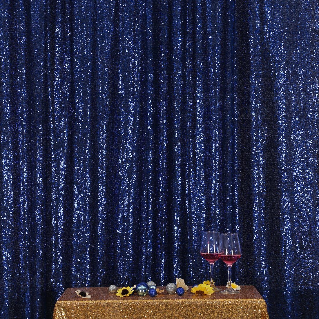 Poise3EHome Blue Sequin Backdrop,10FT x 10FT Sequin Photography Backdrop Curtain for Party
