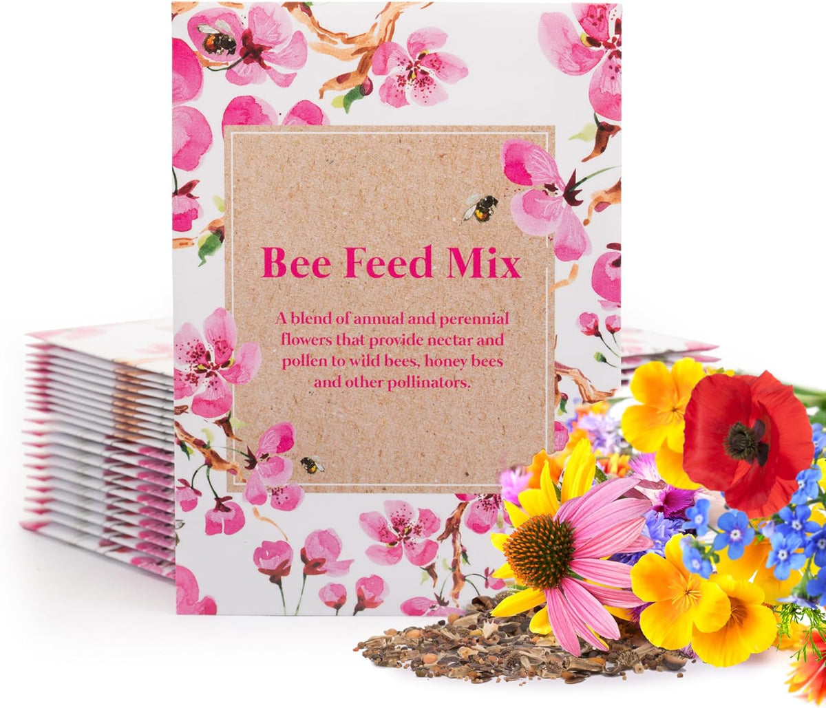 Bentley Seed Flower Mix - Pollinator Seed Mix with 5 Wildflower Seed Packets - Non-GMO Pollinator