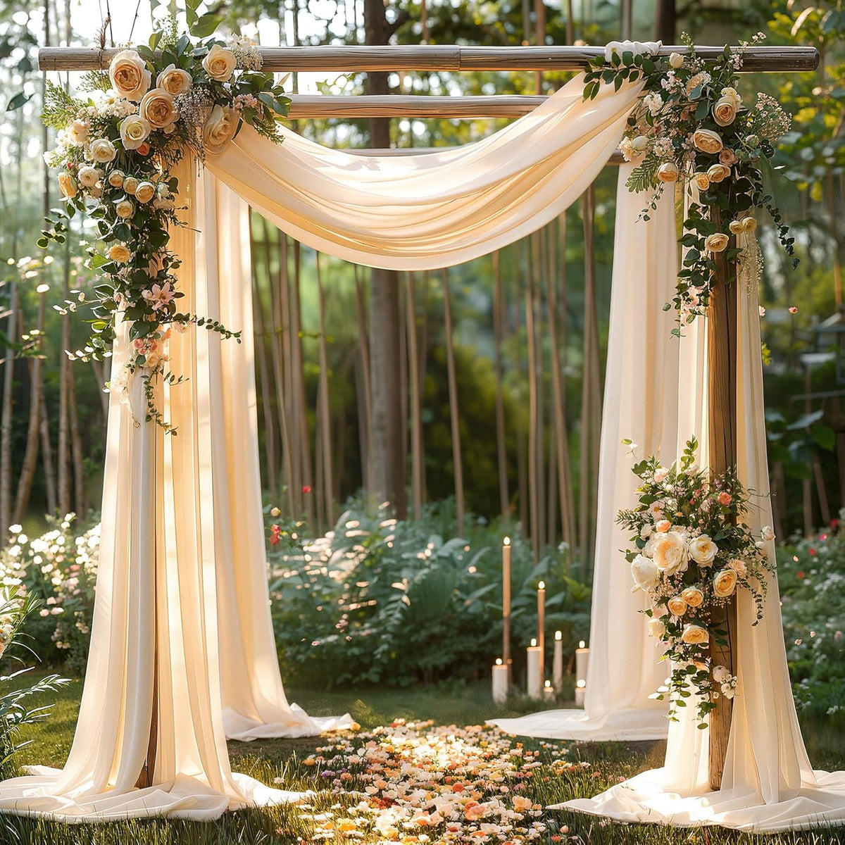 Champagne Wedding Arch Draping Fabric 1 Panel 30'' x 20FT Champagne Drapes Sheer Fabric Backdrop