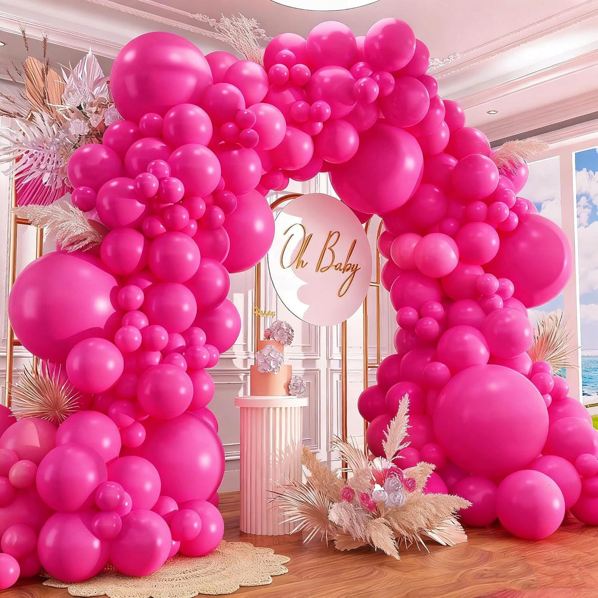 412pcs Hot Pink Balloon Garland Arch Kit 18 12 10 5 Inch Different Sizes Matte Latex Balloons for