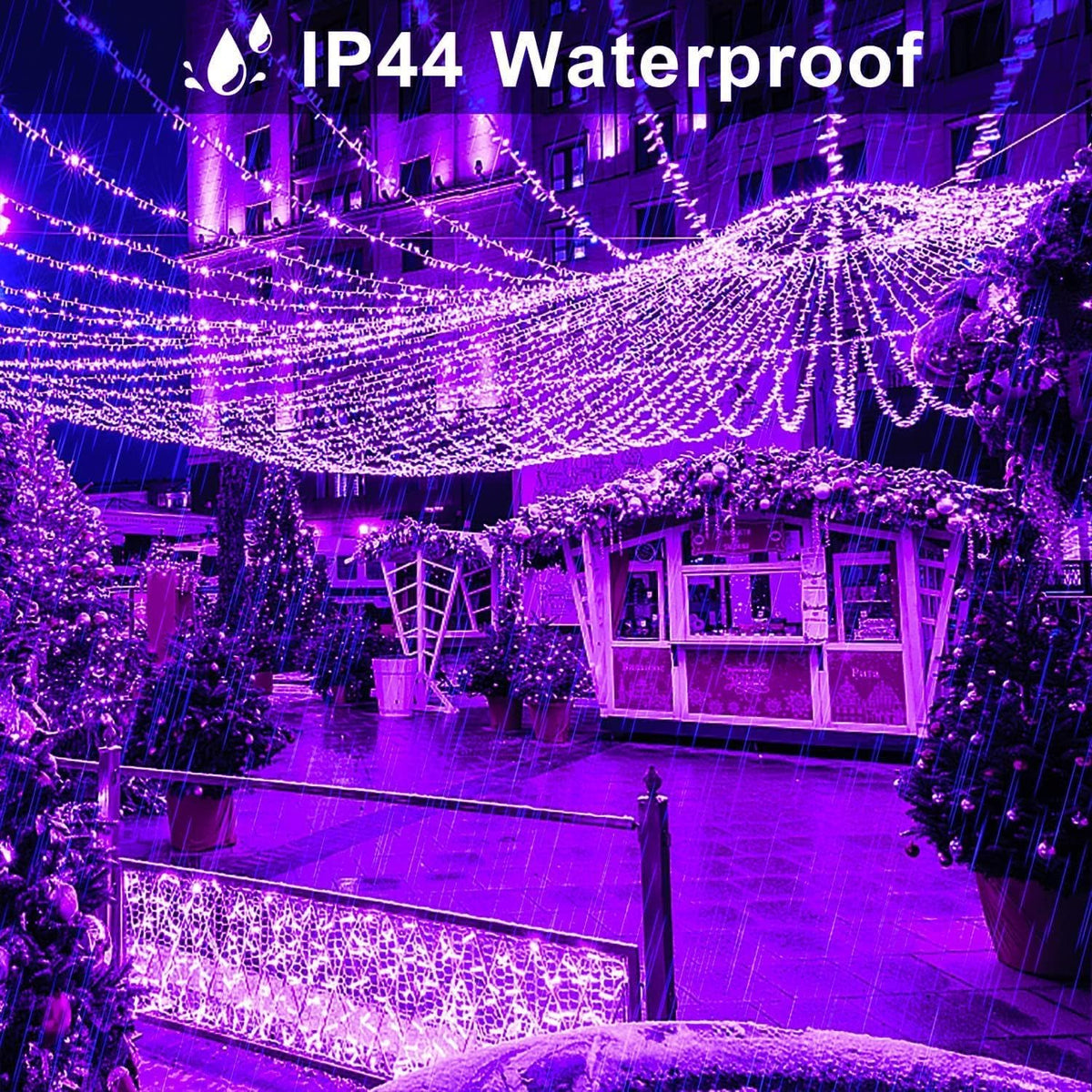 JMEXSUSS 91.5ft 250 LED Purple String Lights Indoor, Connectable 8 Modes Purple Christmas Lights