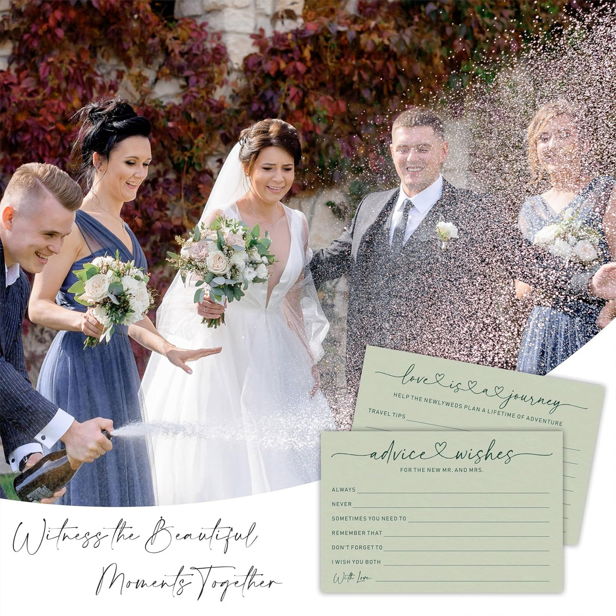 Wedding Advice Cards -Pack Of 30 Wishes For The New Mr & Mrs Wedding,Love Is A Journey Cards