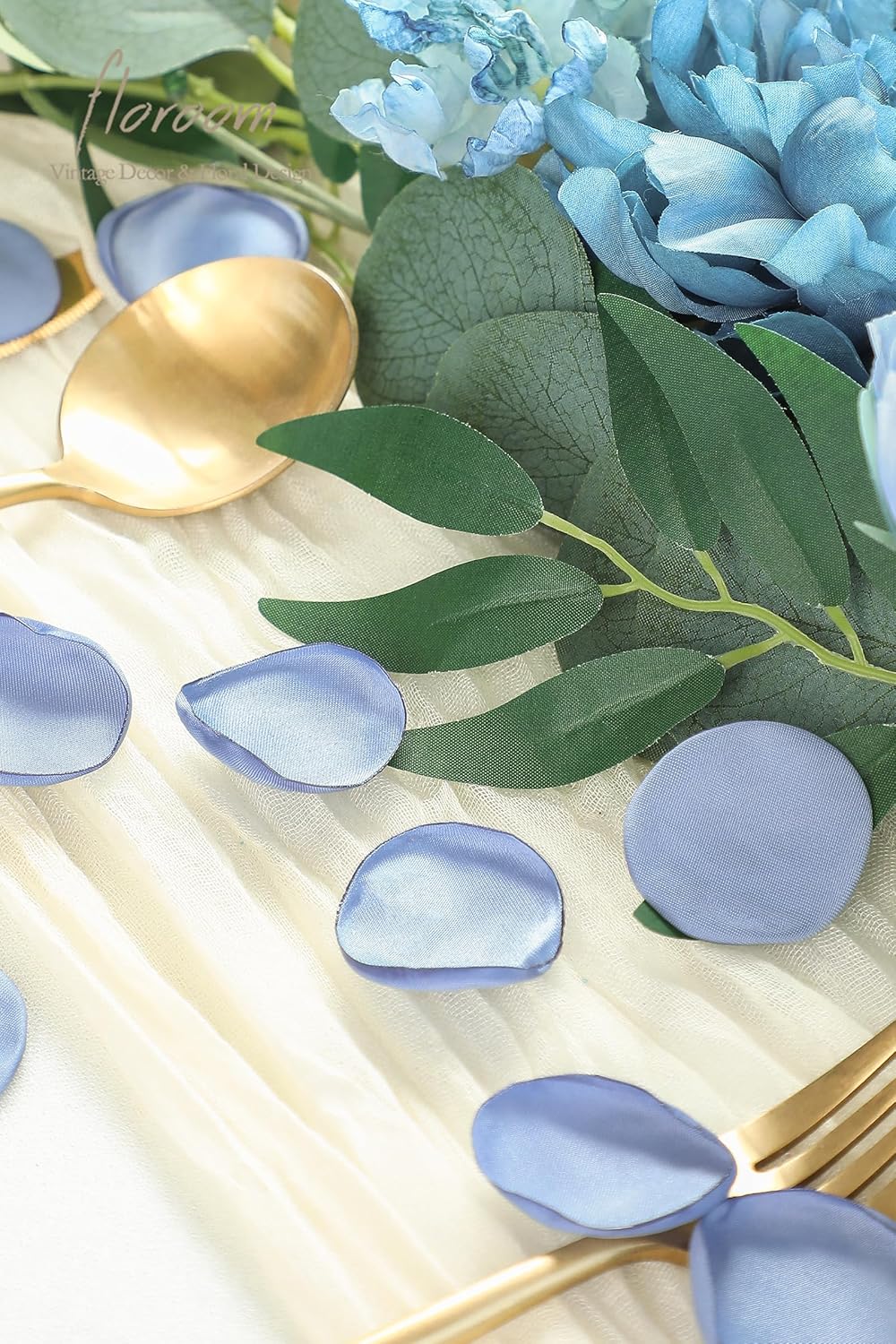 Floroom 300pcs Rose Petals Dusty Blue Faux Silk Flower Petals for Wedding Flower Girl Basket Aisle