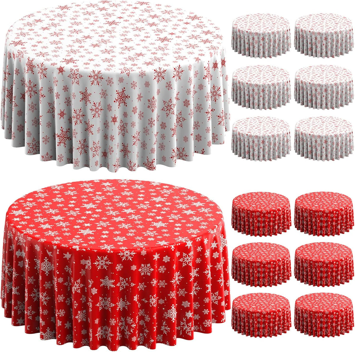 Jectivs 12 Pieces Christmas Snowflake Plastic Party Tablecloth Decorations,84 inch Disposable White