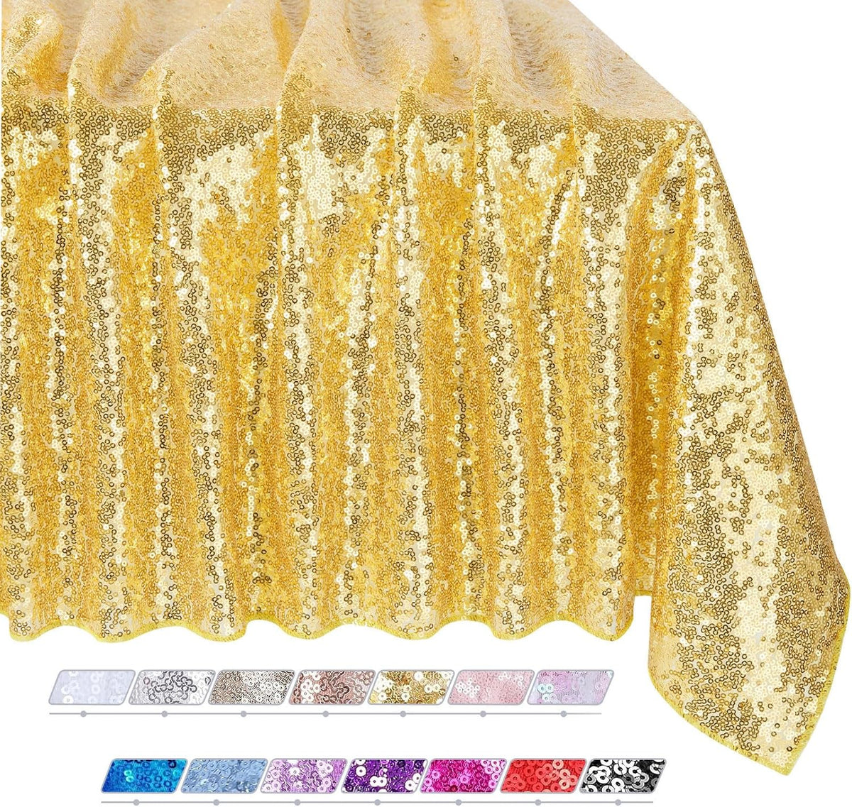 QueenDream Sequin Tablecloth - Gold Tablecloth 50x80 Inch Glitter Table Cloth Sequin Party Fabric