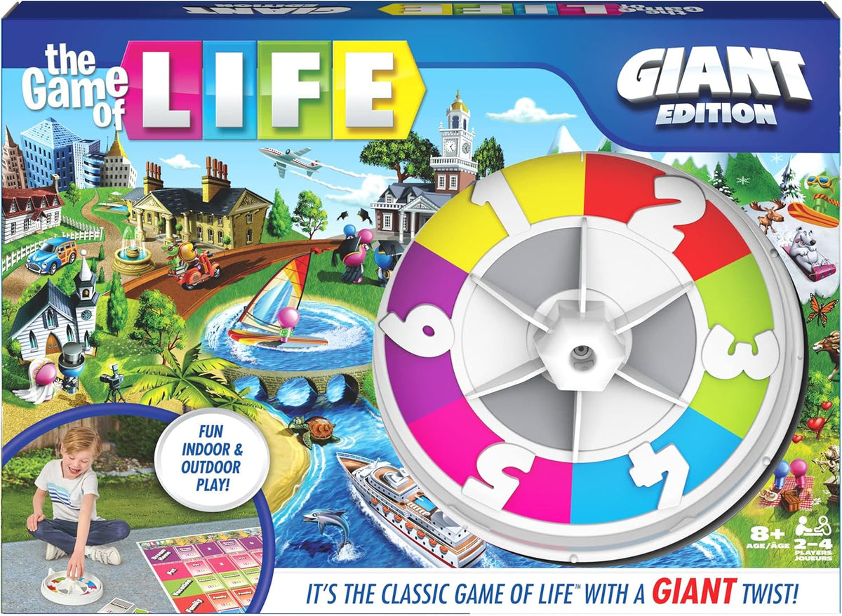 The Game of Life, Giant Edition Family Board Game Indoor/Outdoor Fun Game with Big Oversized