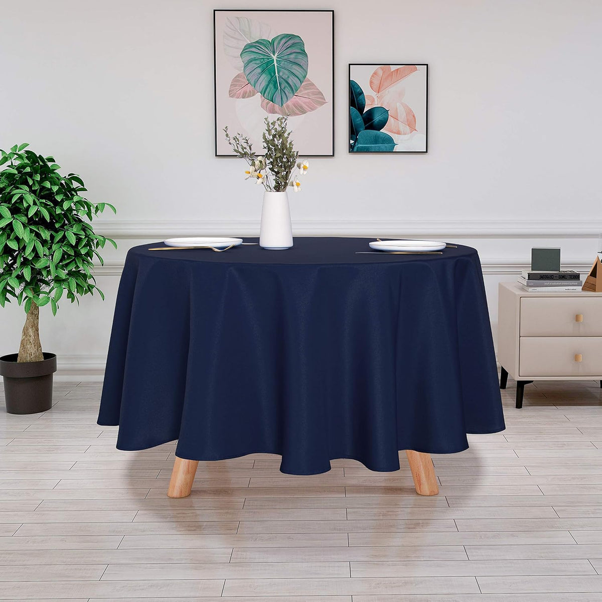 sancua Round Tablecloth - 90 Inch - Water Resistant Spill Proof Washable Polyester Table Cloth