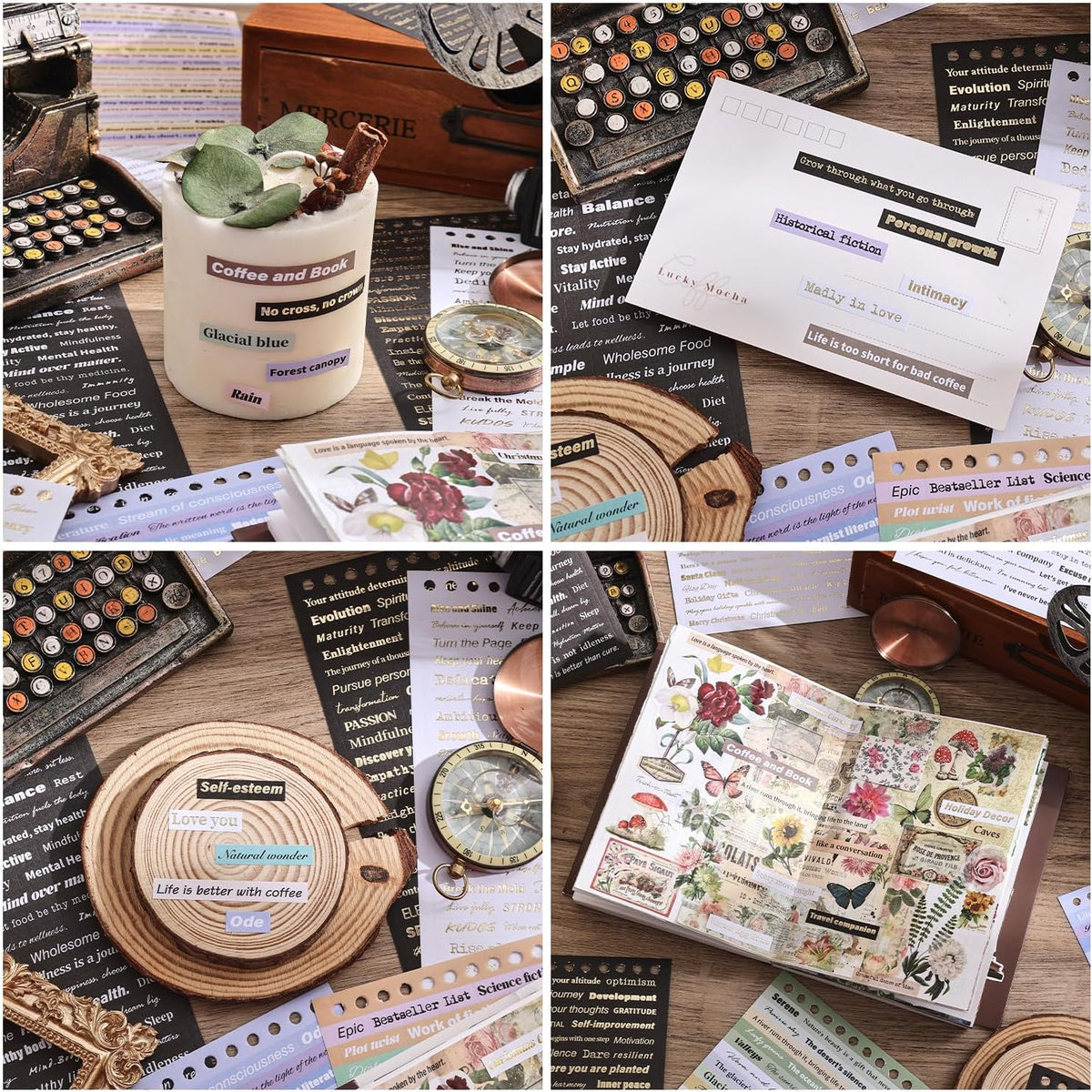 3000+ Pcs Word Stickers for Journaling, 50 Sheets Gold Foil Art Scrapbook Quote Stickers for Junk