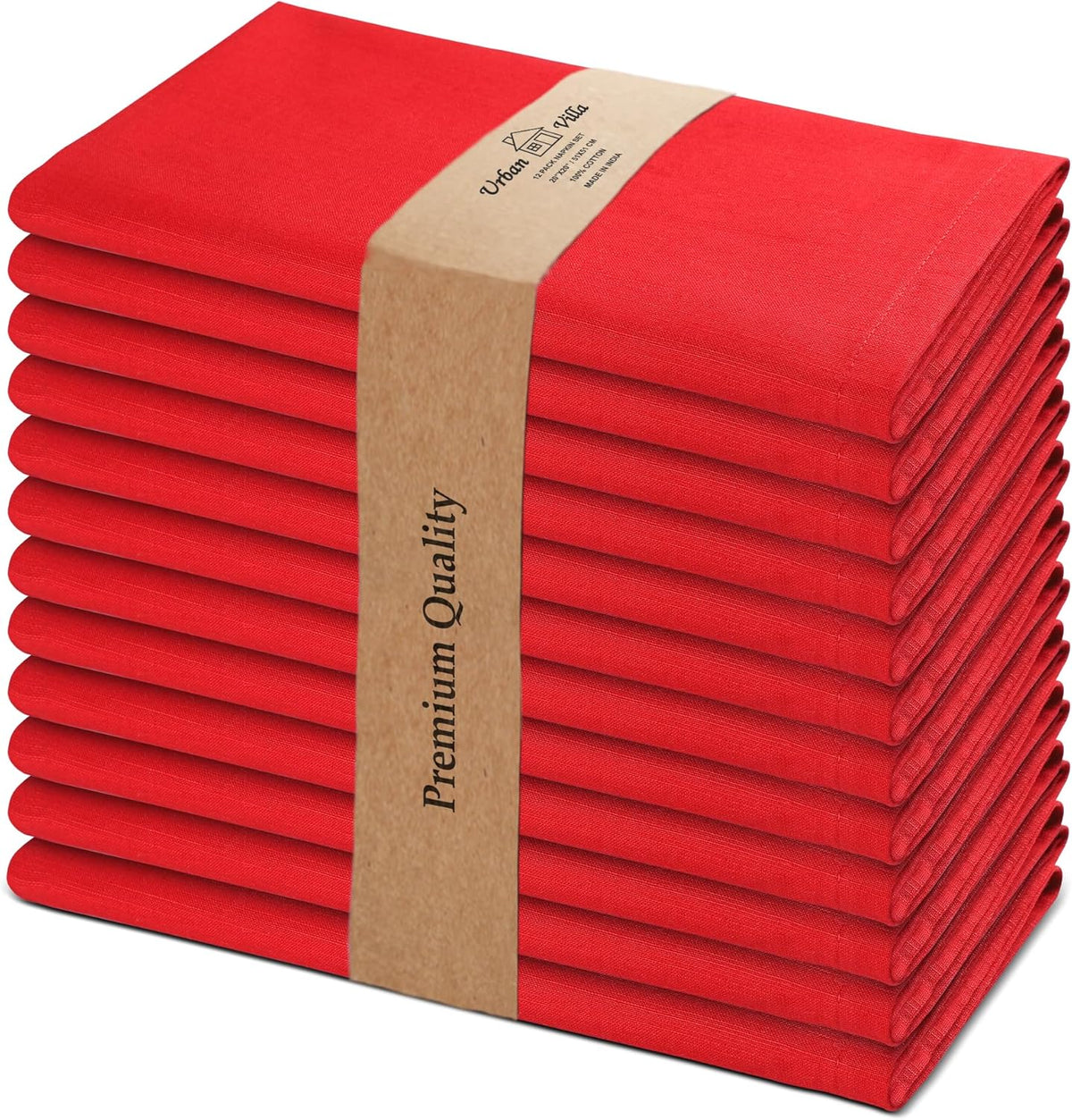 Urban Villa Cloth Napkins 100% Cotton Slub Absorbent Dinner Napkins (Set of 12) Oversized 20x20