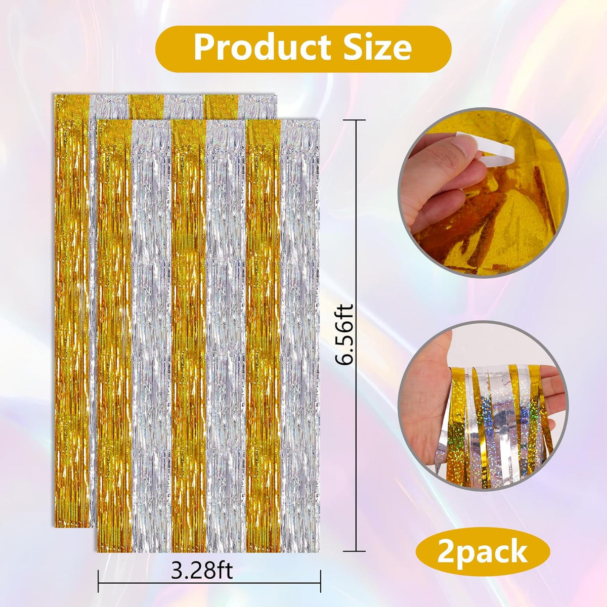 BEISHIDA Gold Silver Door Streamers Backdrop Foil Fringe Tinsel Party Streamers Curtains Photo