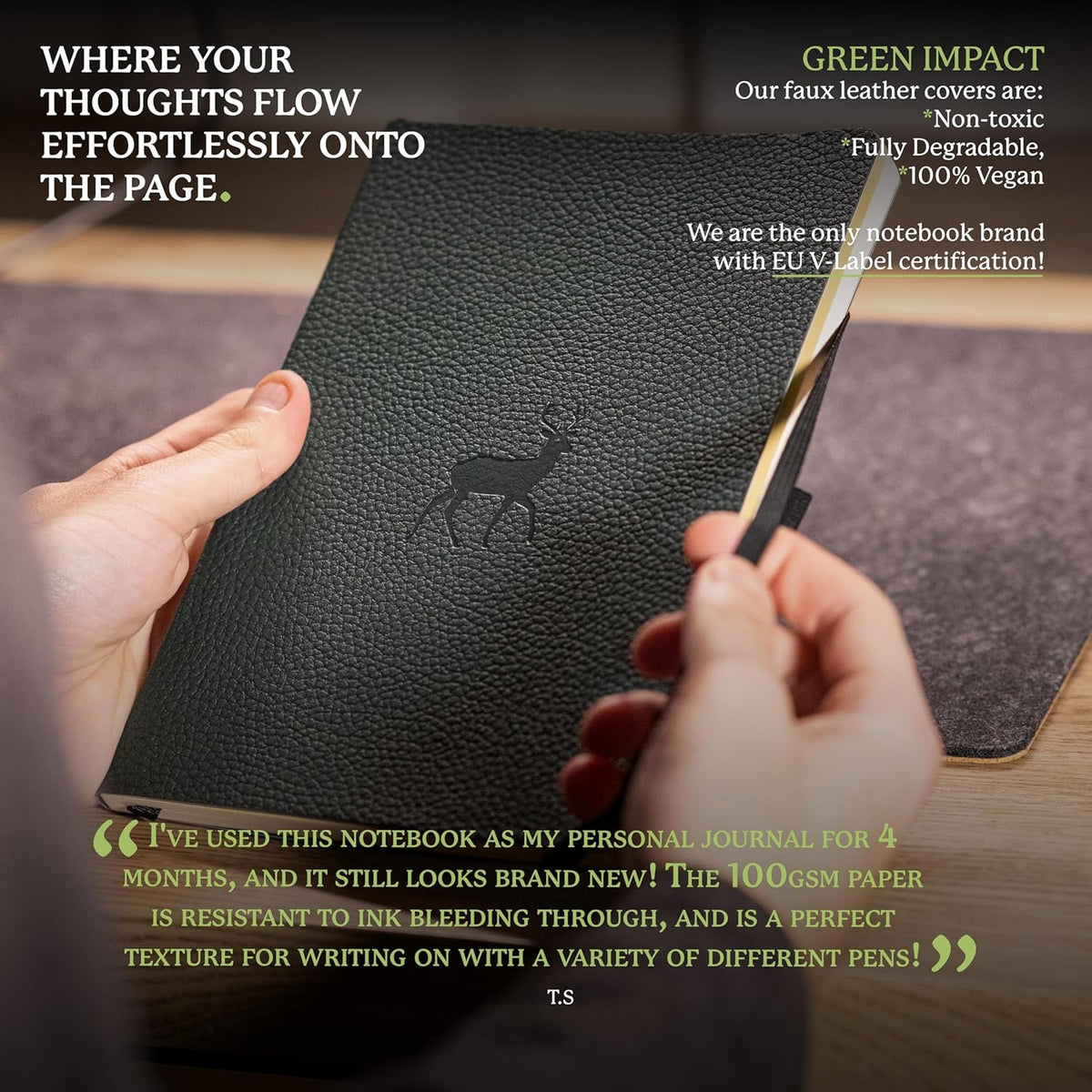 Dingbats* Wildlife Dotted Writing Journal Notebook A5 - Vegan Leather Softcover - Ideal for Work