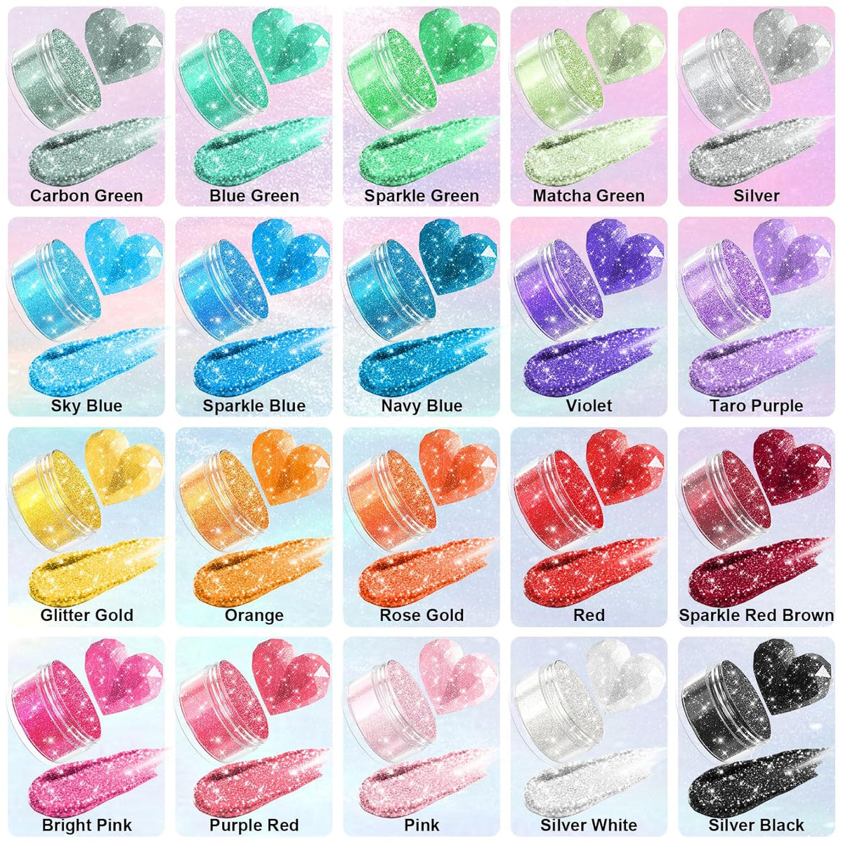 Edible Glitter for Drinks - 20 Glimmer Colors Luster Dust Edible, Food Grade Shimmering Cake