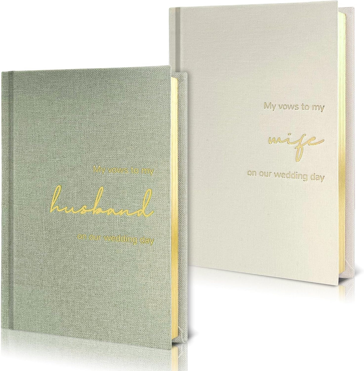 WeddingGiftsWedding Vow Books His and Hers Set of 2 Canvas Linen Wedding Vow Books Husband and Wife