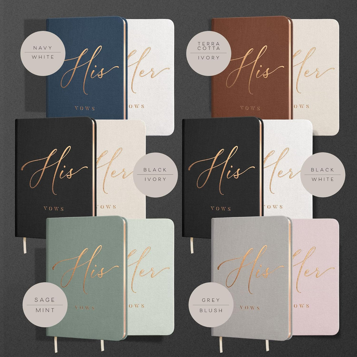 ARTESORI Vow Books His and Hers - Linen Wedding Vow Books Perfect as Bride & Groom Gifts, Wedding