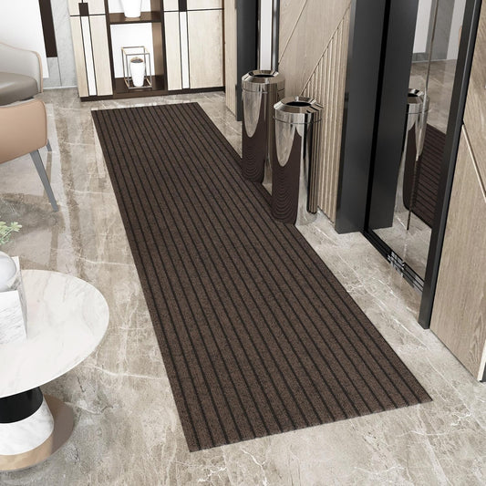 Ottomanson 2'7" x 20' Hallway Runner with Scraper Pile - Extra Durable Non-Slip Rug Mat for Indoor