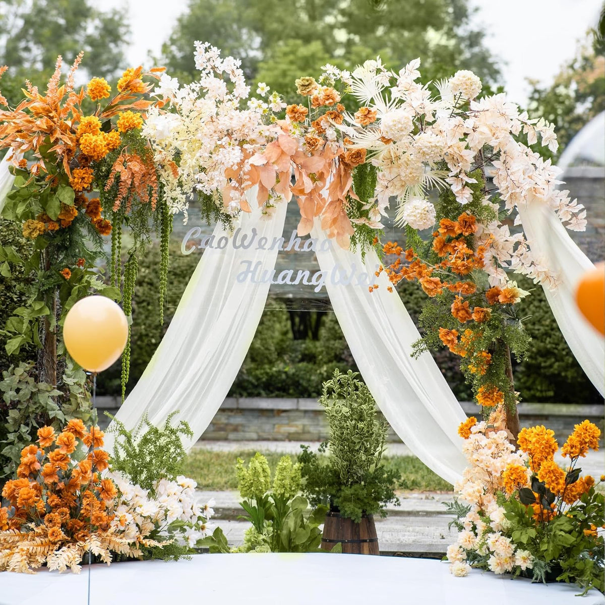 Wedding Arch Draping Fabric 4 Panels 28.7" x 20FT Ivory Sheer Chiffon Backdrop Drapes for Wedding