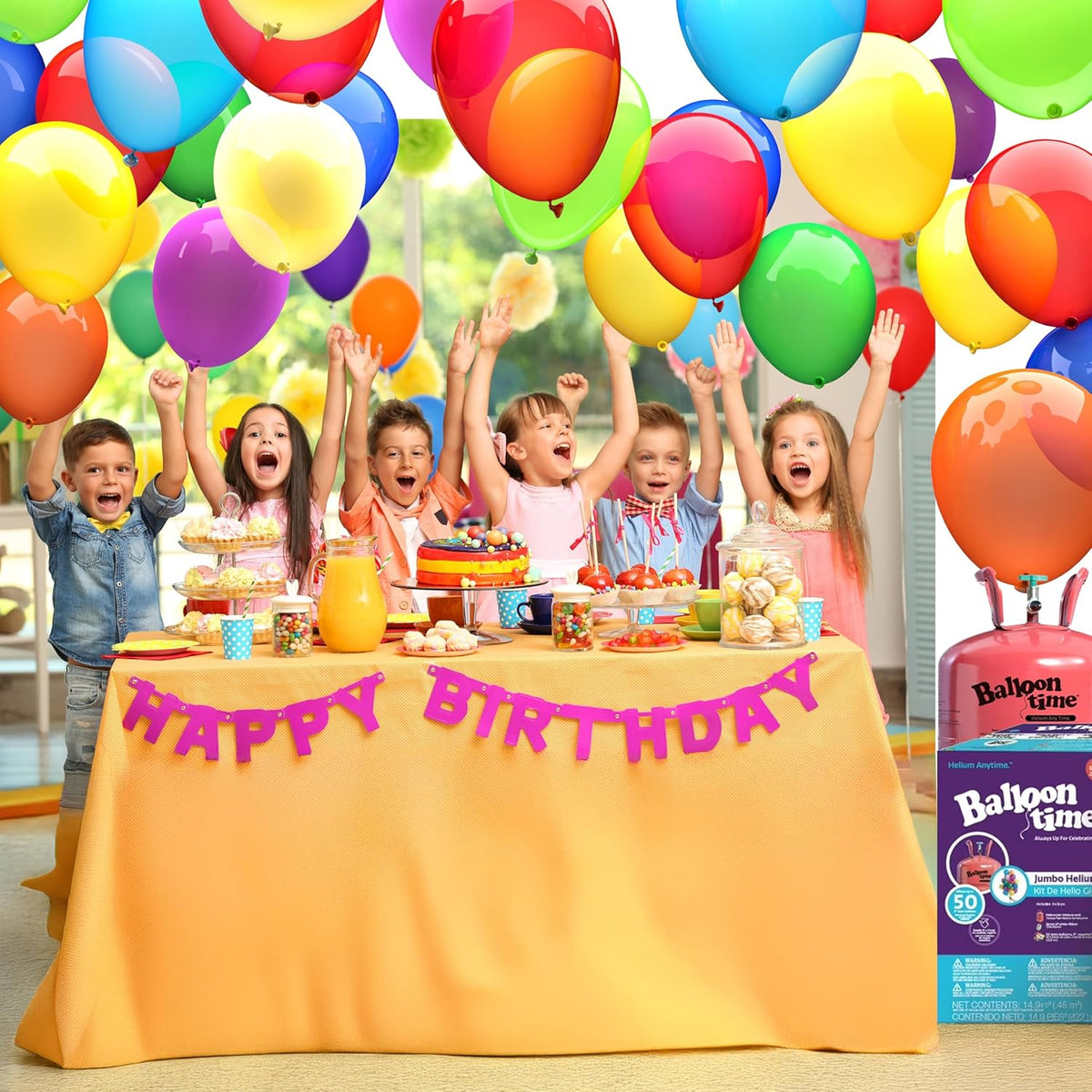Helium Tank for Balloons At Home, 14.9 Cu Ft Helium Balloon Pump Kit with 50 Assorted Latex