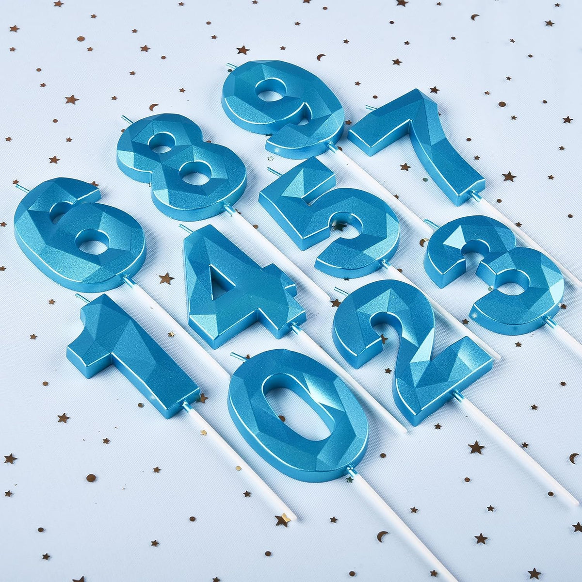 PHD CAKE 2.76 Inch Crystal Blue 1 Number Birthday Candles, Blue Number Candle, Cake Number Candles