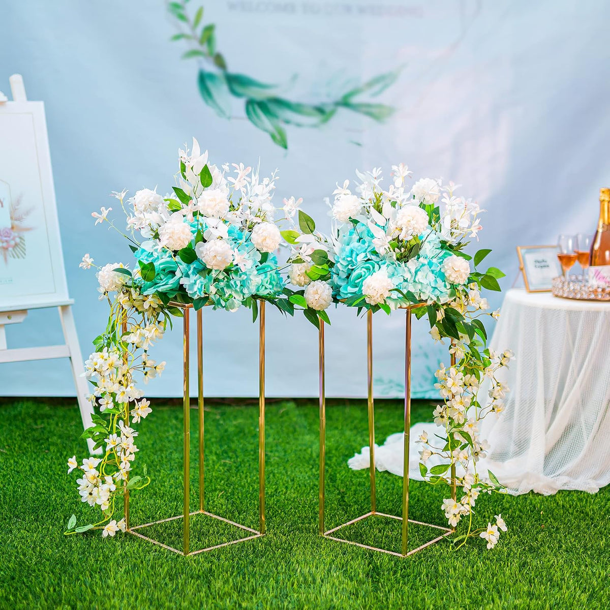 Gold Flower Stand for Table: 23.6” Tall Centerpiece Stand for Wedding Table Reception Floral Center