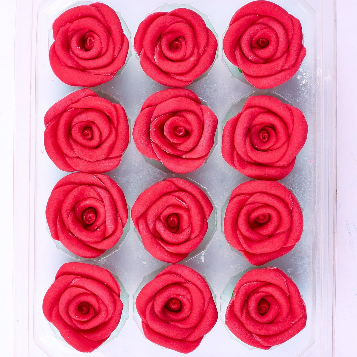 Confect Edible Neon Pink Roses – 12-Pack Edible Roses for Cake Decoration – Bold Floral Toppers for