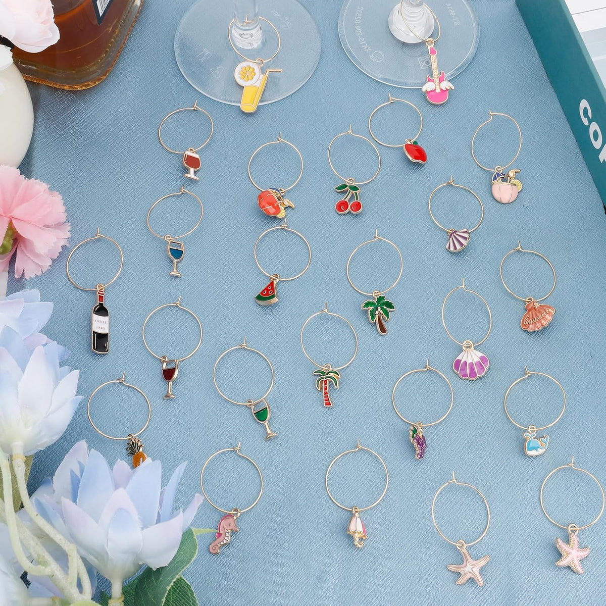 Wine Glass Charms Wine Charms for Stem Glasses Glass Markers Identifiers Tags for Christmas Tasting