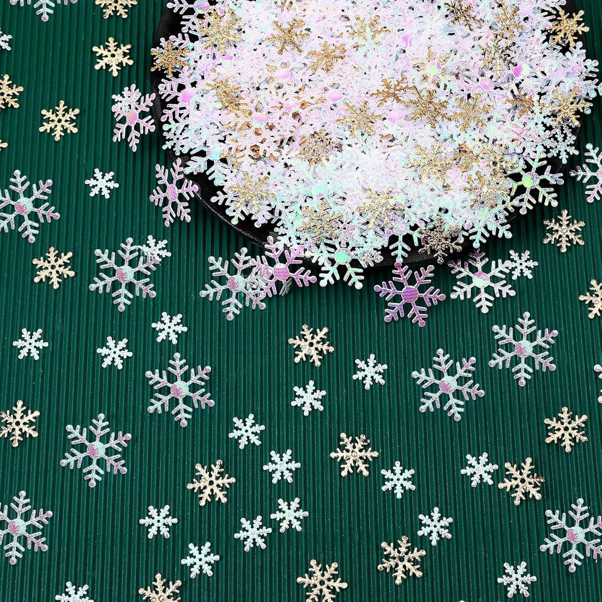 MARFOREVER Snowflake Confetti Decorations, Christmas Snowflake Glitter Confetti White Gold Winter