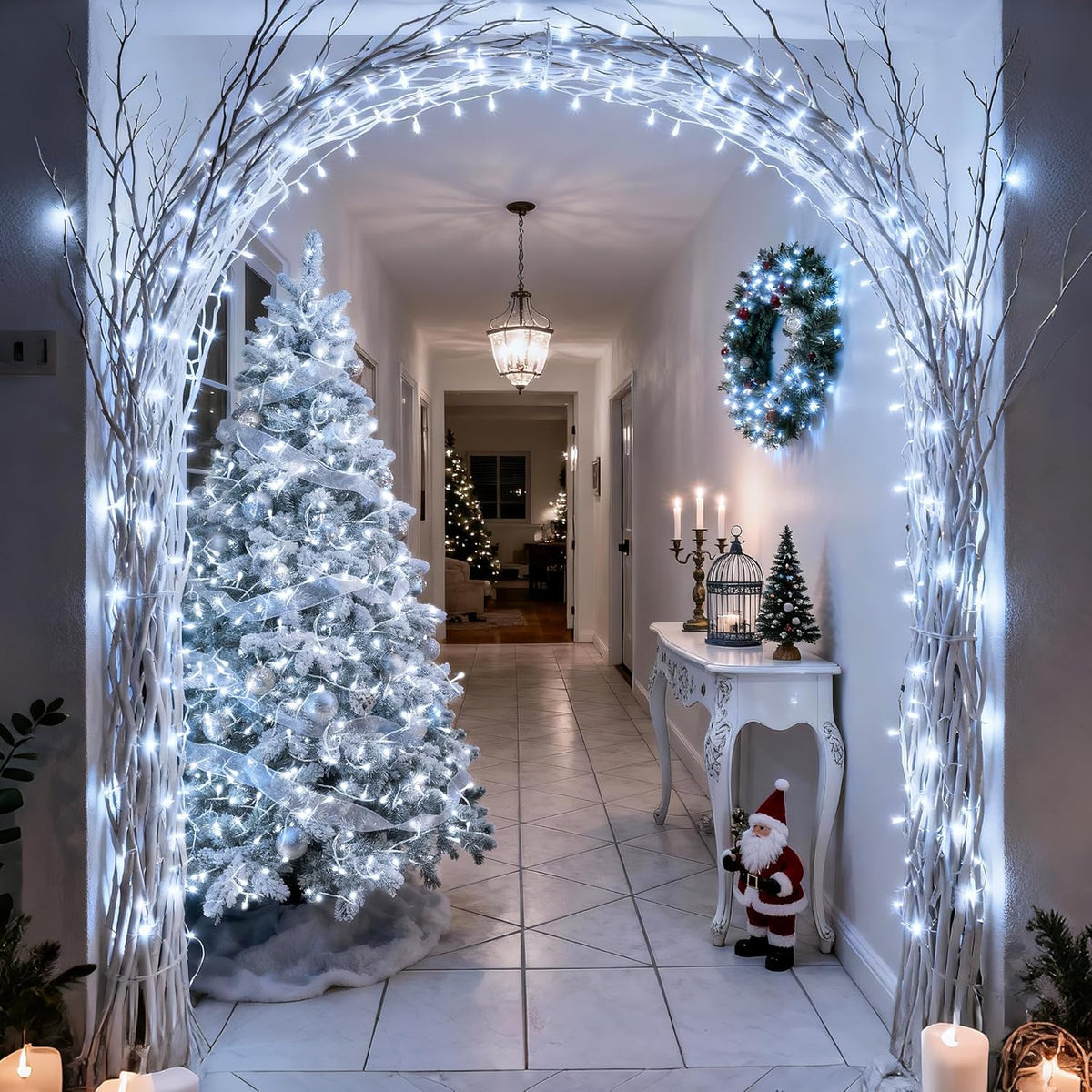JMEXSUSS 168FT 600 LED White Christmas Lights Outdoor with Remote Indoor Christmas Tree Lights Plug