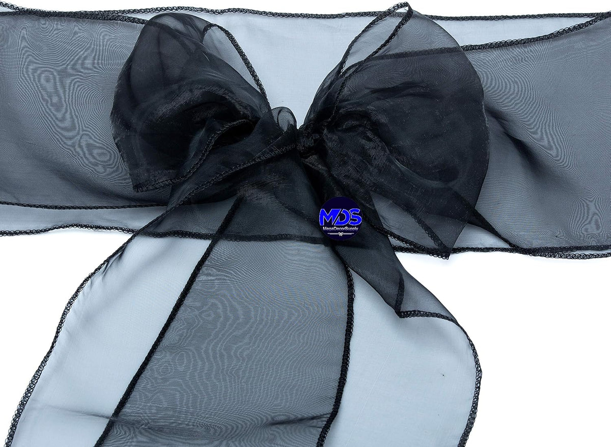 MDS Pack of 100 PCS Organza Chair Sashes Wider Dining Chair Bows Ribbon Tie Back for Wedding Party