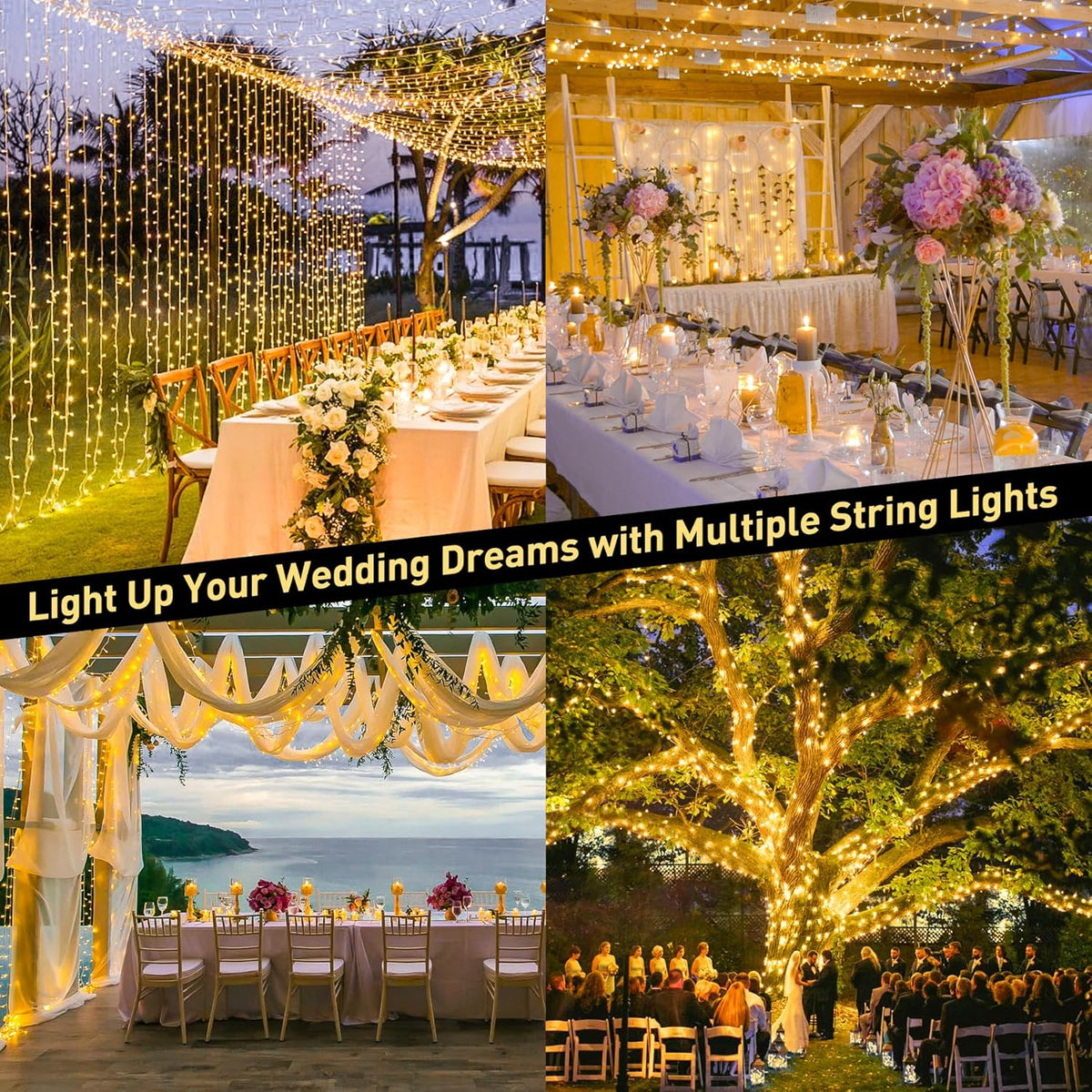 JMEXSUSS 800 LED Christmas Lights Outdoor Indoor String Lights with 8 Modes Warm White Plug in for