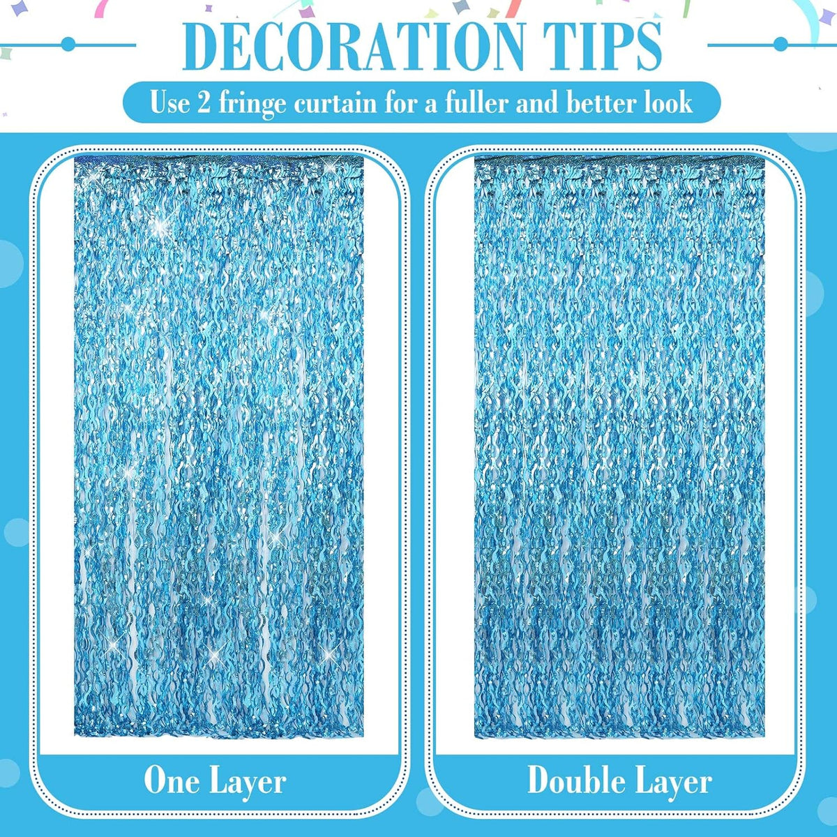 Jutom 6 Pieces 3.3 x 6.6 ft Wavy Tinsel Foil Fringe Curtains Foil Fringe Streamer Backdrop Party