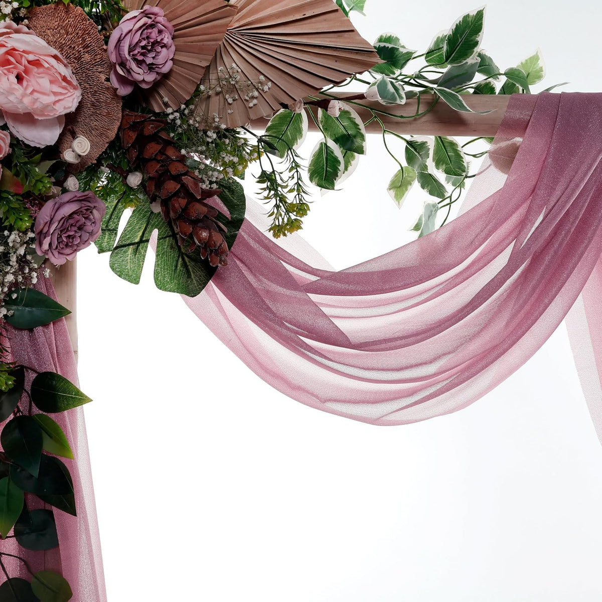 VDS Pack of 1 Panel (30 Inch X 30 Feet) Wedding Arch Draping Fabric Sheer Chiffon Fabric Drapery