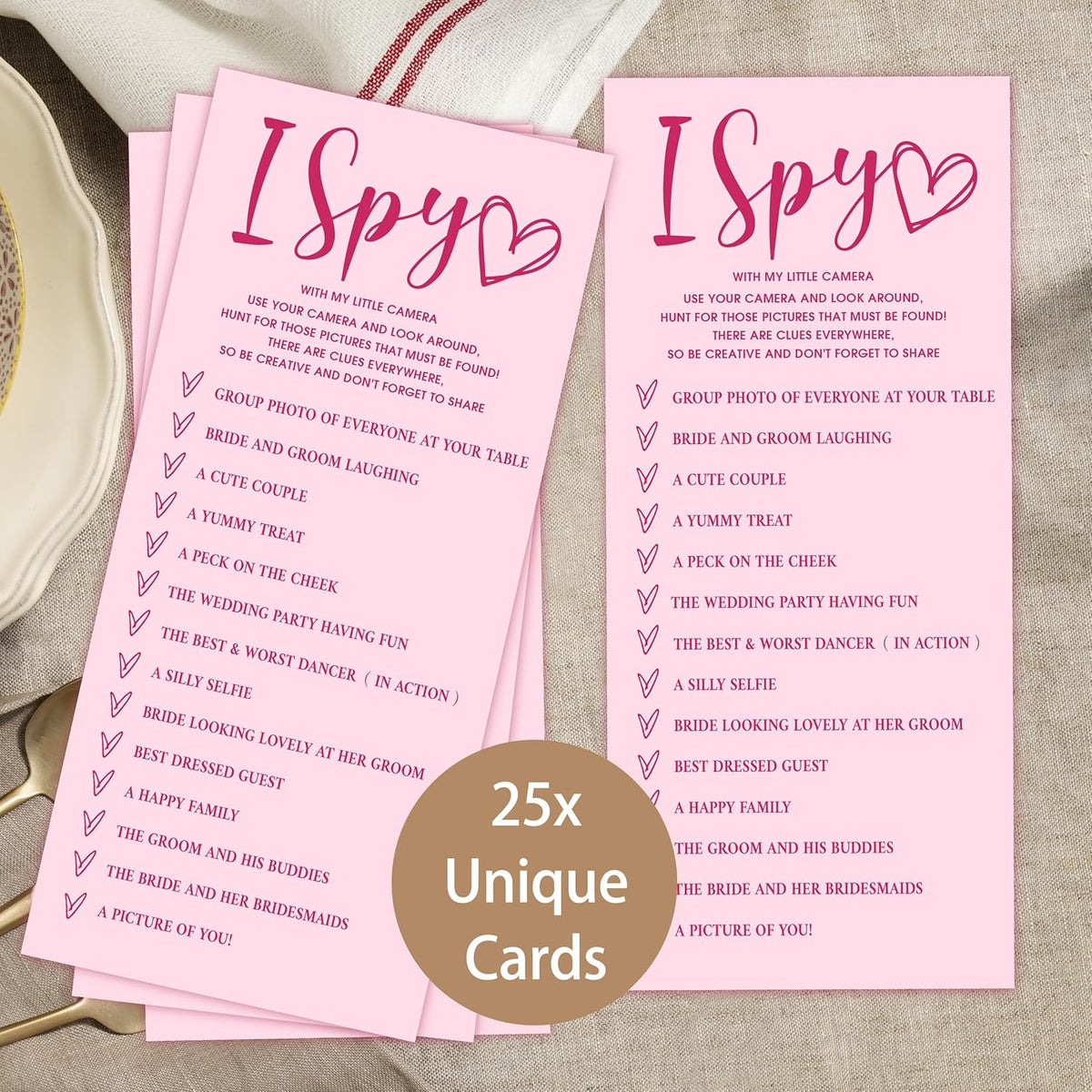 4x9 Inch Wedding Party Games, Bridal Shower Cards, 25 Pink Bridal Shower Games for Wedding