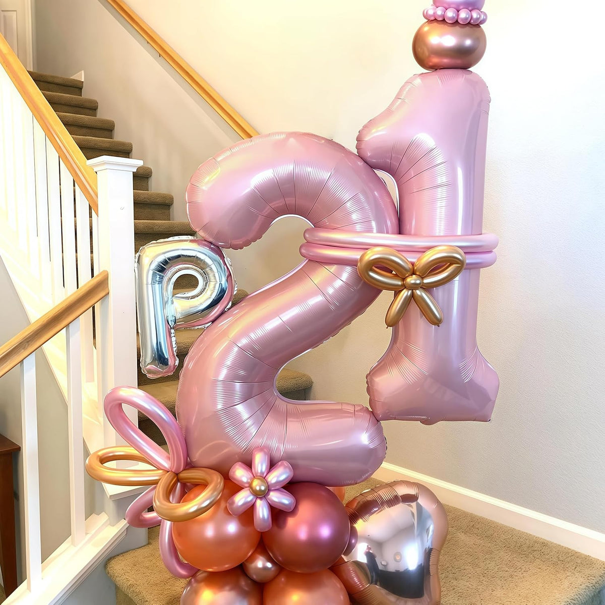 Number 15 Balloon Pastel Pink, Giant Number 1 & 5 Helium Foil Balloon for Girls 15th Birthday