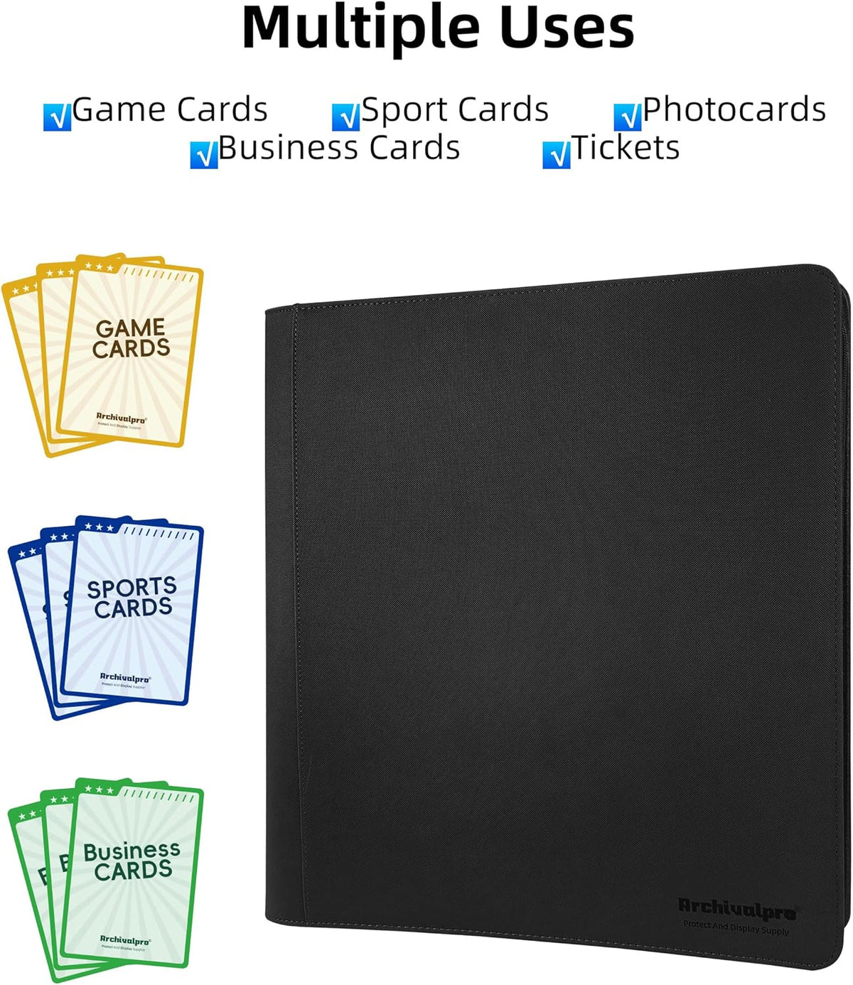 20 Pockets Premium Card Binder 1280 Cards Trading Card Binders Side Load Card Storage Display
