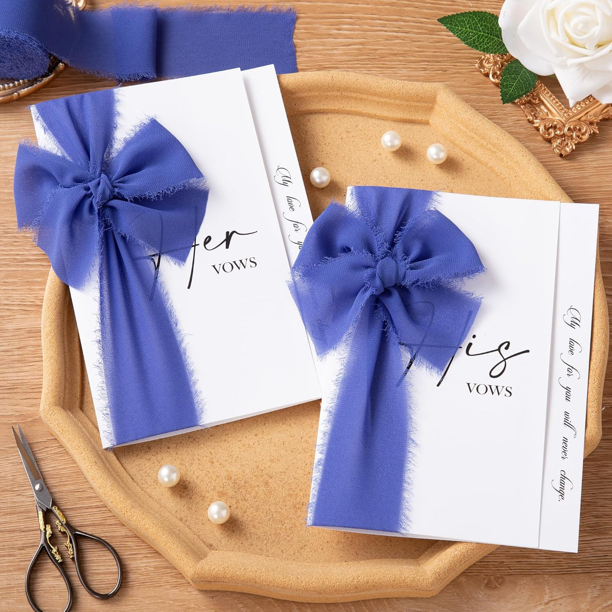 DORIS HOME Electric Blue Chiffon Ribbon for Flower Bouquet, 2" x21Yd Fabric Ribbon for Gift