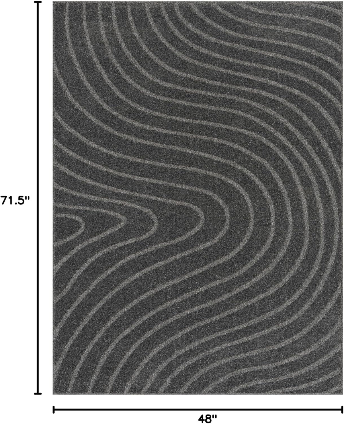 LUXE WEAVERS Modern Geometric Wave Anthracite 4x6 Area Rug
