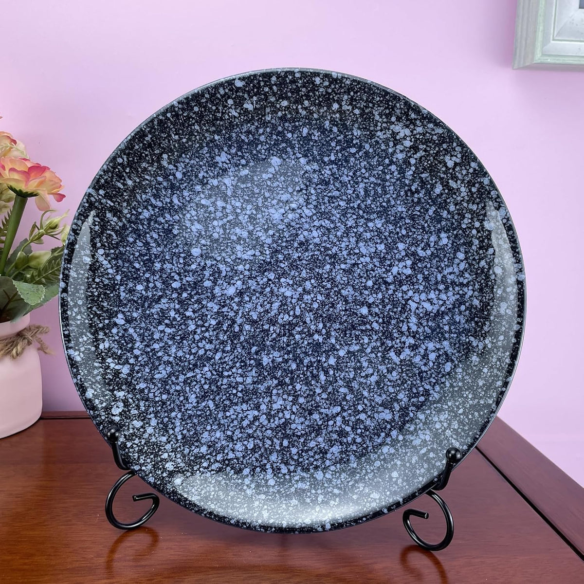 4PCS Premium Black Iron Plate Stands for Display, 8 Inch, Decorative Solid Metal Plate Holders for