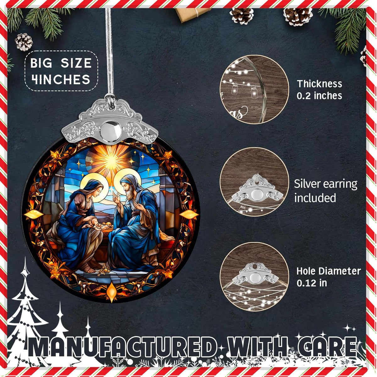 Nativity Ornament, Christian Holiday Decor, Religious Keepsake, Jesus Gift Idea, Acrylic Hanging