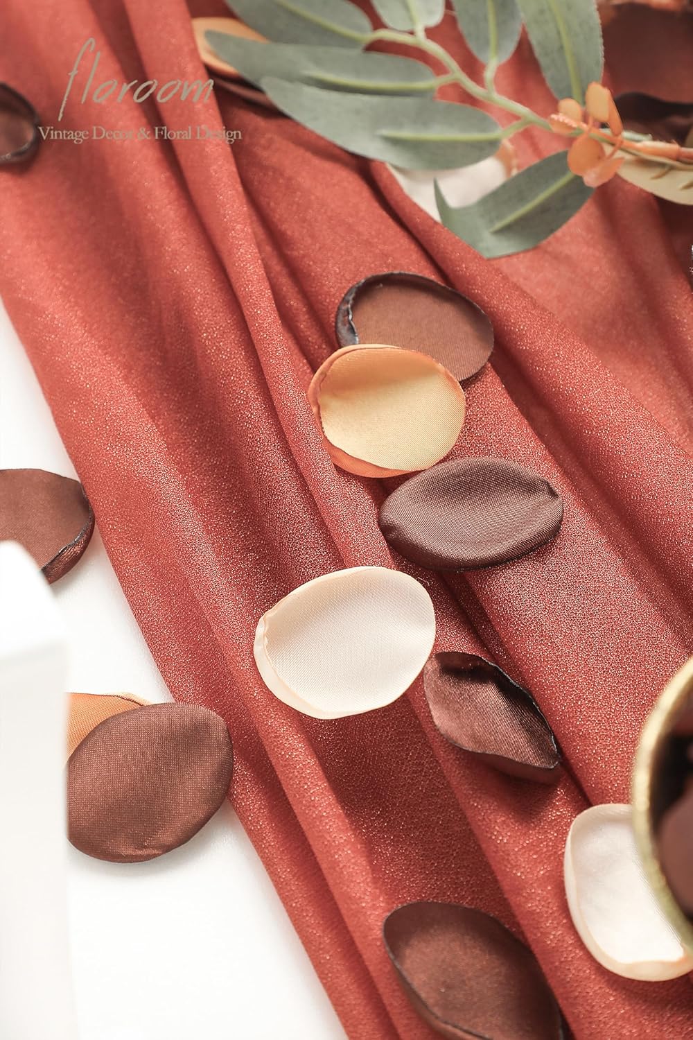 Floroom 300pcs Rose Petals Rust Brown Earth Tones Faux Silk Flower Petals for Wedding Flower Girl