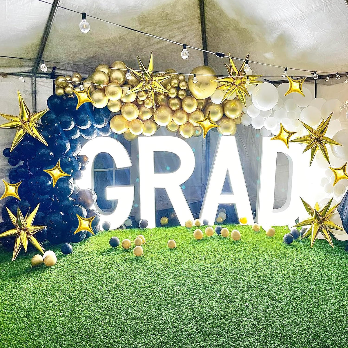 6 Pcs 22" & 10 Pcs 10" Star Foil Balloons - Gold, 12 Point & 4 Point Star Balloons for Party