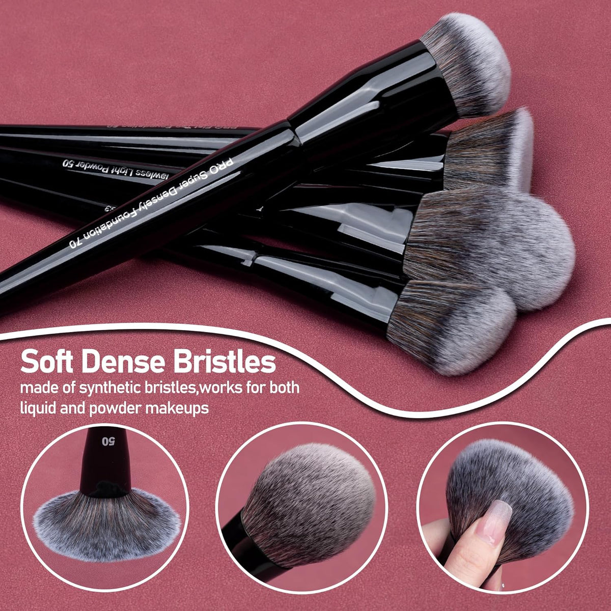 Bueart Design 19Pcs Professional Grade Labeled Makeup Brushes Set, Large Foundation Powder Contour