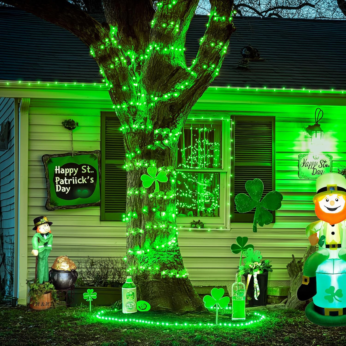 JMEXSUSS 500 LED Green Christmas String Lights Indoor Outdoor, 8 Modes 163 FT Green Halloween