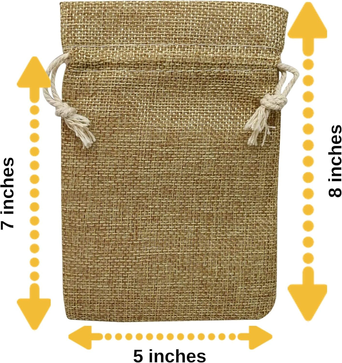 50 Burlap Bags with Drawstring, 5x8 Inch (5x7 Internal) Gift Bag Bulk Pack for Wedding and Birthday