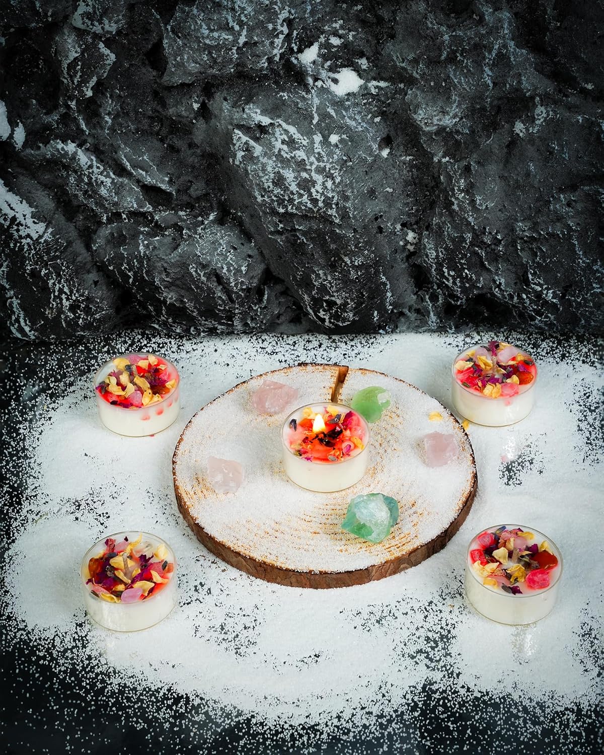 Tealight Candles with Crystals and Herbs, Handmade Energy, Healing Crystal, Aromatherapy Candles.